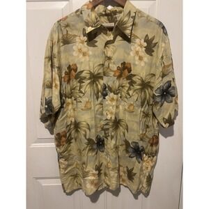 Preswick & Moore Palm Trees Button Up Hawaiian Shirt Men's Large‎ Shirt Sleeve